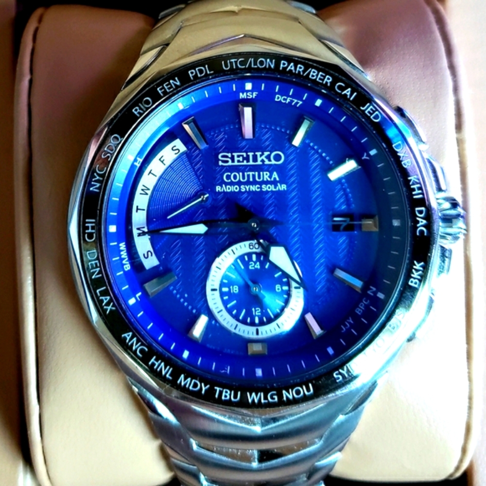 Coutura Men's Radio Sync Solar Dual Time Watch